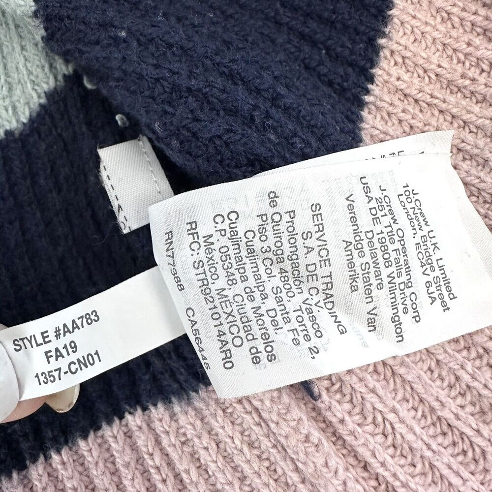 Madewell Pullover Sweater XS Pocket Rainbow Stripe Thompson Hi Low Fawn Boxy - Picture 11 of 11
